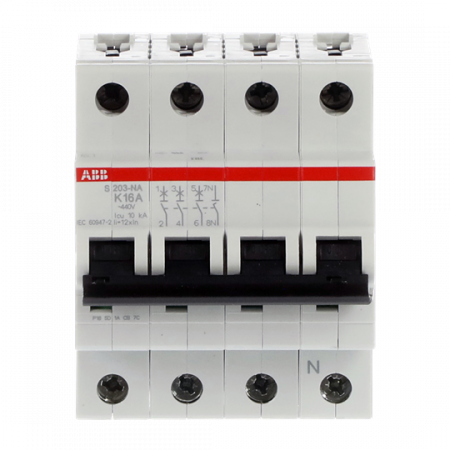 ABB S203-K16NA Sicherungsautomat K-Char., 6 kA, 16 A, 3P+NA