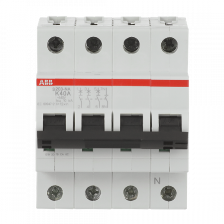 ABB S203-K40NA Sicherungsautomat K-Char., 6 kA, 40 A, 3P+NA