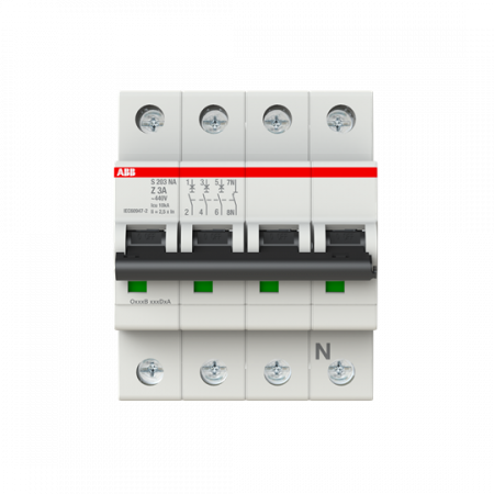 ABB S203-Z3NA Sicherungsautomat Z-Char., 6 kA, 3 A, 3P+NA