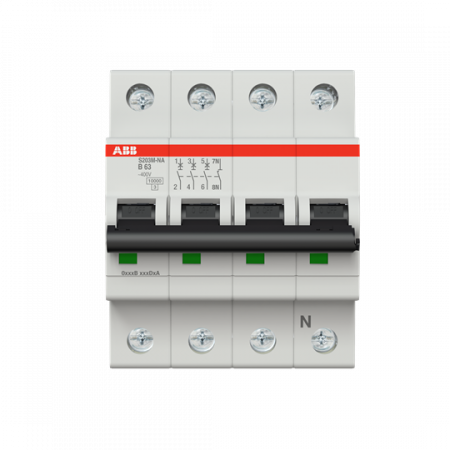ABB S203M-B63NA Sicherungsautomat B-Char., 10 kA, 63 A, 3P+NA