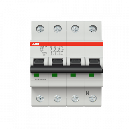 ABB S203M-B40NA Sicherungsautomat B-Char., 10 kA, 40 A, 3P+NA