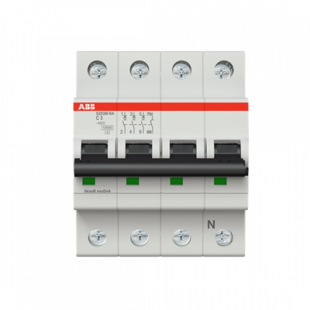 ABB S203M-C3NA Sicherungsautomat C-Char., 10 kA, 3 A, 3P+NA