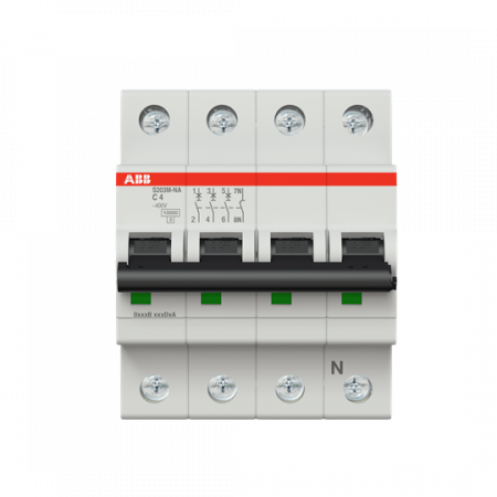 ABB S203M-C4NA Sicherungsautomat C-Char., 10 kA, 4 A, 3P+NA