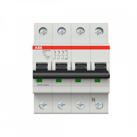 ABB S203M-C6NA Sicherungsautomat C-Char., 10 kA, 6 A, 3P+NA