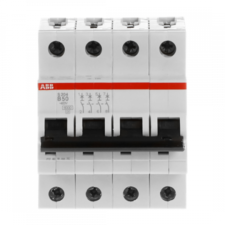 ABB S204-B50 Sicherungsautomat B-Char., 6 kA, 50 A, 4P