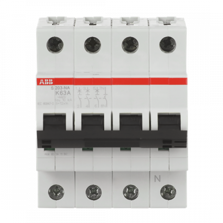 ABB S203-K63NA Sicherungsautomat K-Char., 6 kA, 63 A, 3P+NA