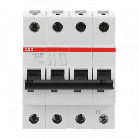 ABB S203-D50NA Sicherungsautomat D-Char., 6 kA, 50 A, 3P+NA