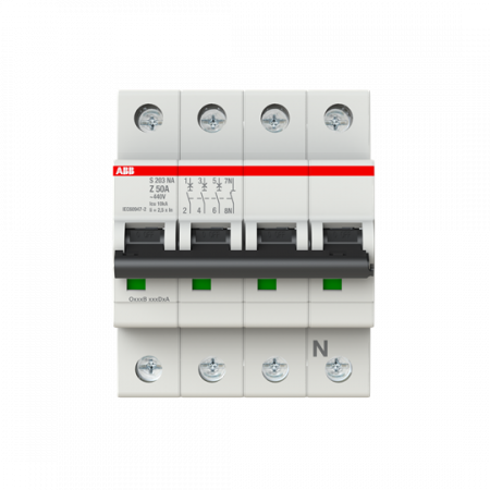 ABB S203-Z50NA Sicherungsautomat Z-Char., 6 kA, 50 A, 3P+NA