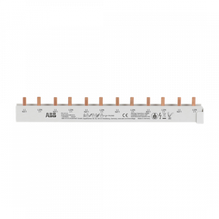 ABB PS2/12A Phasenschiene 2-phasig, 12 Pins, 10 mm² Phasenfolge L1-L2-L1-L2-... Ausbrechbare Pins
