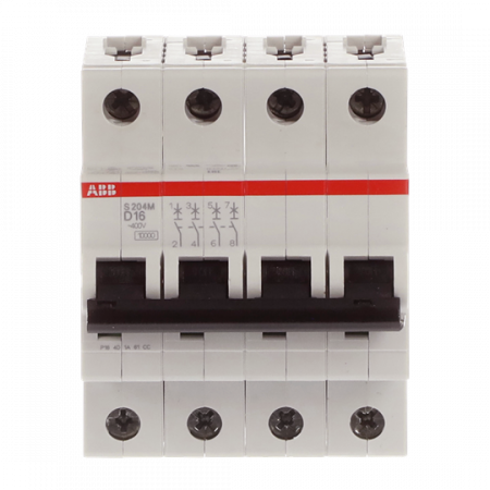ABB S204M-D16 Sicherungsautomat D-Char., 10 kA, 16 A, 4P