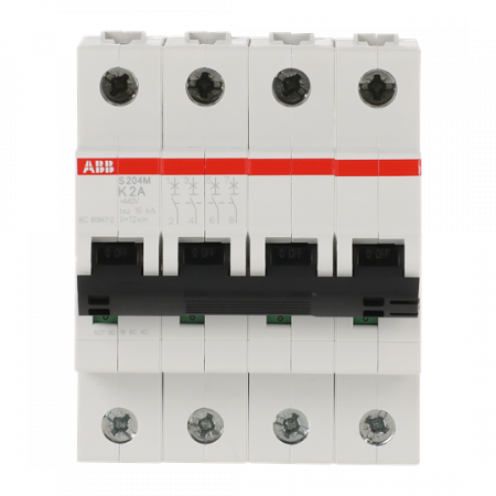 ABB S204M-K2 Sicherungsautomat K-Char., 10 kA, 2 A, 4P