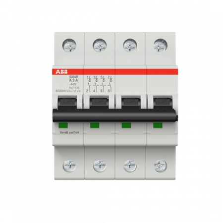 ABB S204M-K3 Sicherungsautomat K-Char., 10 kA, 3 A, 4P