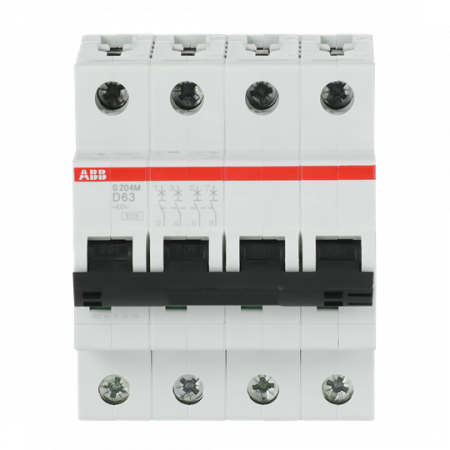 ABB S204M-D63 Sicherungsautomat D-Char., 10 kA, 63 A, 4P