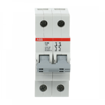 ABB E202/16G Trennschalter 2P, 16 A, Schaltgriff grau, Änderung Ursprung + Gebrauchskategorie