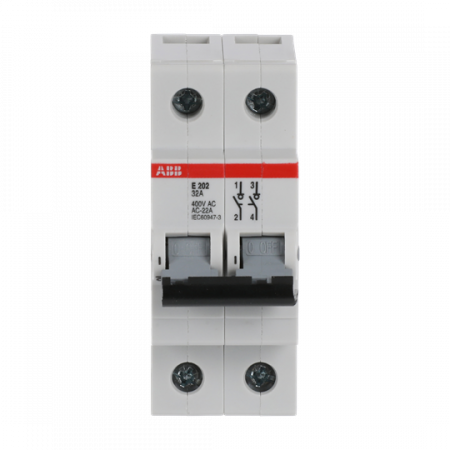 ABB E202/32G Trennschalter 2P, 32 A, Schaltgriff grau, Änderung Ursprung + Gebrauchskategorie