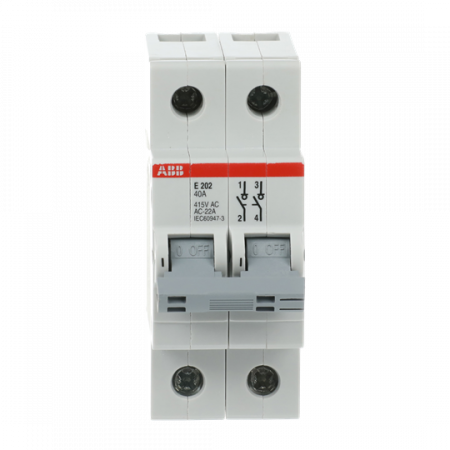 ABB E202/40G Trennschalter 2P, 40 A, Schaltgriff grau, Änderung Ursprung + Gebrauchskategorie