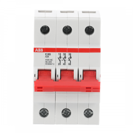 ABB E203/63R Trennschalter 3P, 63 A, Schaltgriff rot