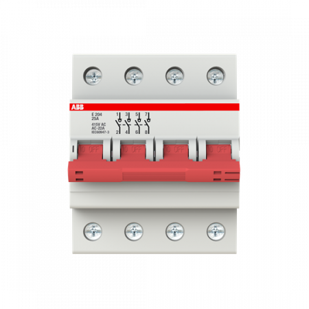ABB E204/25G Trennschalter 4P, 25 A, Schaltgriff grau, Änderung Ursprung + Gebrauchskategorie