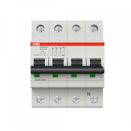ABB S203M-K0.5NA Sicherungsautomat K-Char., 10 kA, 0.5 A, 3P+NA