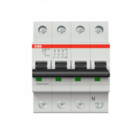 ABB S203M-D16NA Sicherungsautomat D-Char., 10 kA, 16 A, 3P+NA