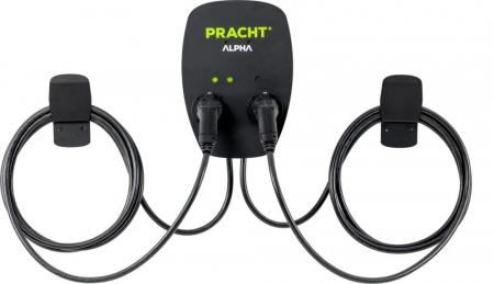 PRACT ALPHA1000 Doppel-Wallbox 2 x 11 kW | 2 x Typ 2 | 2 x 5,5 m Ladekabel | Lastmanagement | IP65