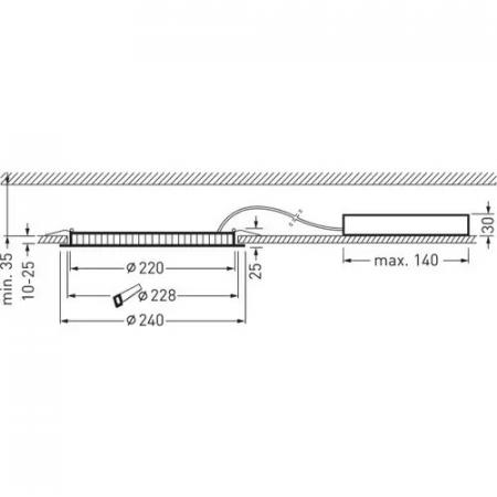 Trilux LED-Deckeneinbaustrahler Aviella C07 OA LB25 2000-840 ET 01 4000K Einbauleuchte, Einbau-Ø: 228 mm, Einbautiefe: 45 mm
