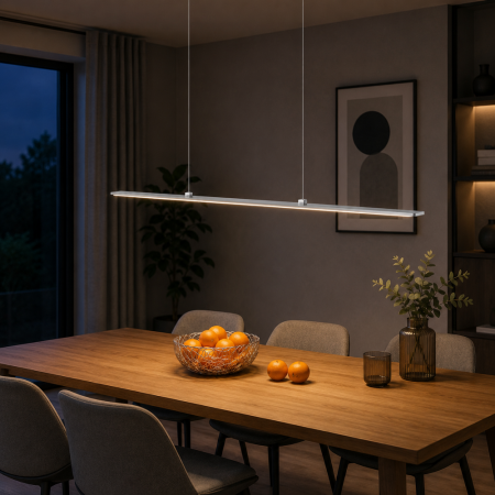 Helestra LEXX LED Pendelleuchte 21 W 1820 lm 2700 K Warmweiß CASAMBI Smart 109 cm Mattnickel-Chrom