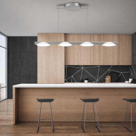 Helestra POLE LED Pendelleuchte 41 W 2880 lm 2700 K Warmweiß CRI 90–100 4-flammig dimmbar CASAMBI optional - Matt Nickel
