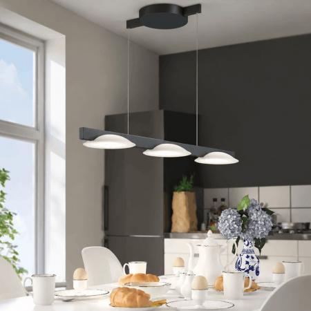 Helestra POLE LED Pendelleuchte 28 W 2160 lm 2700 K Warmweiß CRI 90–100 3-flammig dimmbar CASAMBI optional Mattschwarz