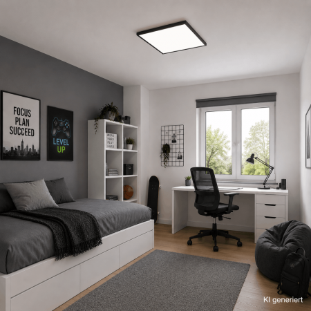 Helestra RACK LED-Deckenleuchte 21 W, 2900 K Warmweiß, 1800 lm, CRI 90–100, dimmbar, Mattschwarz, CASAMBI Smart