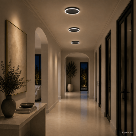 Helestra SONA LED Deckenleuchte 24 W 2040 lm 2900 K Warmweiß CASAMBI Smart Ø 40 cm Mattschwarz