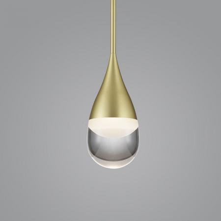 Tropfenförmige matt goldene Helestra LED Pendelleuchte DEEP