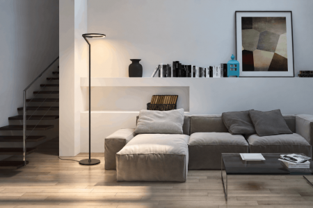 HELESTRA ELARA LED-Stehleuchte 13,5 W 920 lm 2700 K Warmweiß Plus Ra 90 230 V dimmbar Mattschwarz
