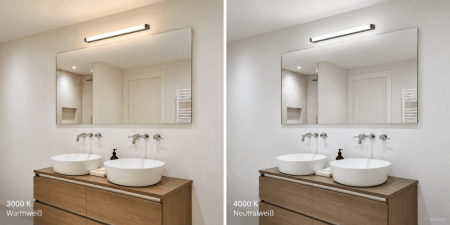 HELESTRA PONTO-S LED Spiegelleuchte 18 W 3000–4000 K Warmweiß / Neutralweiß 1460 lm 90 cm schwarz matt, IP44