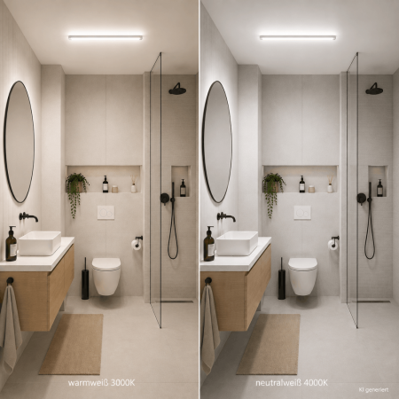 Helestra LOOM LED Wand- und Deckenleuchte 90 cm 36W 3000–4000K IP44 Chrom