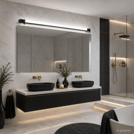 120cm Helestra NERO LED Wand-/ Spiegelleuchte Schwarz matt – Dreh- und schwenkbare mit CCT-Switch