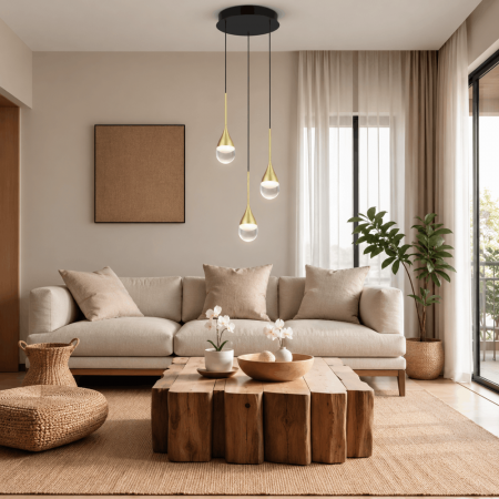 HELESTRA DEEP LED Pendelleuchte 24 W 2130 lm 2700 K Warmweiß 3-flammig dimmbar höhenverstellbar Schwarz-Gold