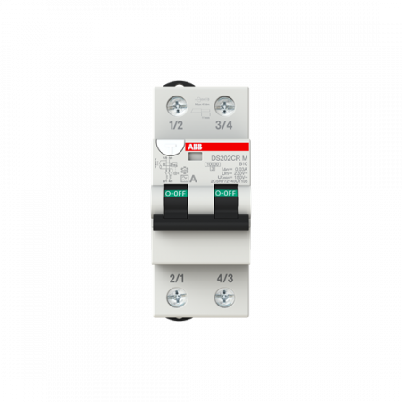 ABB DS202CR M B10 A30 U FI/LS-Schalter 10 kA, 2P, Typ A, B10, 30 mA 2 Teilungseinheiten Großverpackung 48 Stück