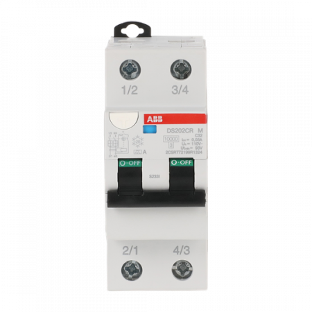 ABB DS202CR M C32 A30 110V FI/LS-Schalter 10 kA, 2P, Typ A, C32, 30 mA 50/60 Hz, 110 V 2 Teilungseinheiten