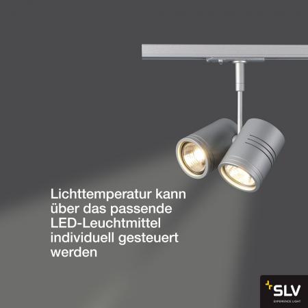 SLV 143432 BIMA II Leuchtenkopf, silbergrau, 2xGU10, max. 50W, inkl. 1P.-Adapter