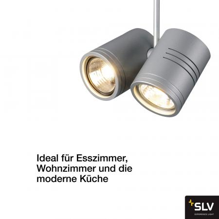 SLV 143432 BIMA II Leuchtenkopf, silbergrau, 2xGU10, max. 50W, inkl. 1P.-Adapter
