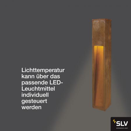 SLV 229411 RUSTY SLOT 80cm hohe Wegeleuchte aus Eisen mit Rostpatina IP44