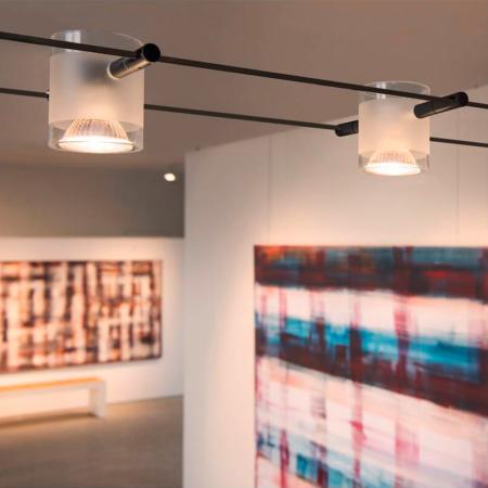 SLV 139120 COMET Seilleuchte für TENSEO Niedervolt-Seilsystem in schwarz teilsatiniertes Glas