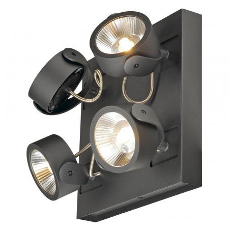 SLV 1000135 KALU LED 4 Wand- und Deckenleuchte, square, schwarz, 3000K, 60° dimmbar