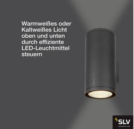 SLV 1003441 ENOLA ROUND UP&DOWN L Outdoor LED Wandleuchte anthrazit umschaltbare Farbtemperatur - hohe Farbwiedergabe