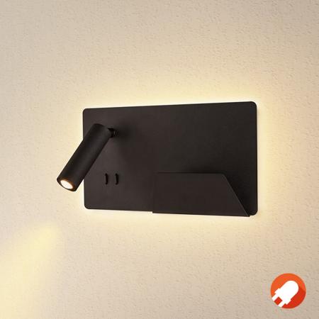 Bett- oder Leseleuchte SOMNILA SPOT schwarz inkl. LEDs Version rechts inkl. USB Anschluss Handyaufladung SLV 1003456