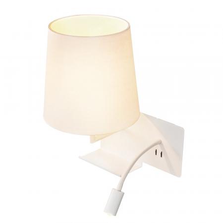 Bett- und Leseleuchte SOMNILA in weiß mit warmweißem LED-Licht Version links inkl. USB Anschluss SLV 1003459