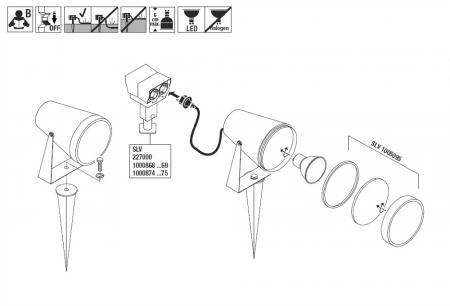 SLV 1004757 SAMRINA SP single QPAR51 Outdoor Erdspiessleuchte schwarz