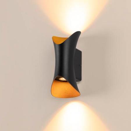 SLV 1007806 MODELA Wandleuchte up/down in Schwarz/Gold  dimmbar 2700K warmweißes Licht für innen & außen - äußergewöhnliches Design