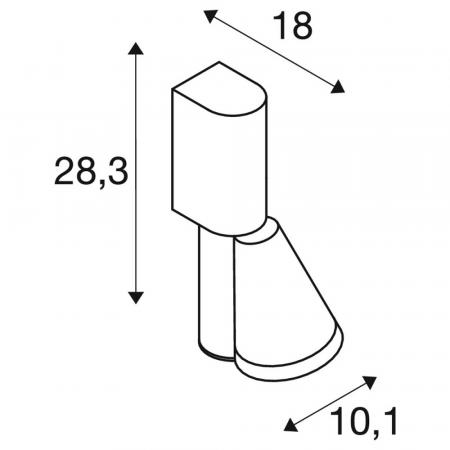 SLV 1008012 T-TUBE, Wandaufbauleuchte, GU10, single, IP44, max. 10 W, schwarz